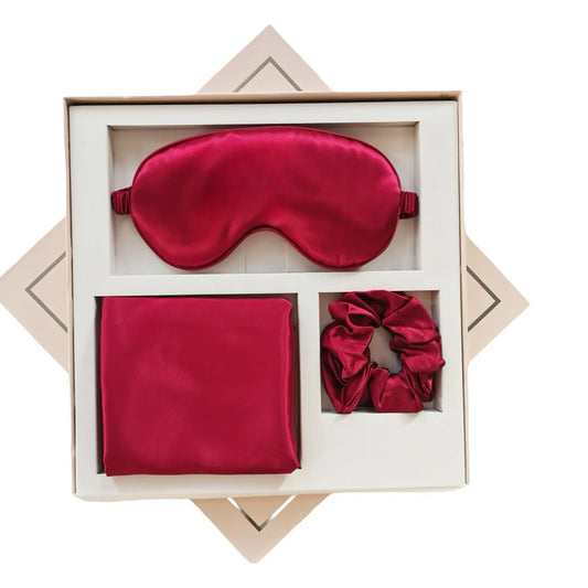 Coffret Luxe en Satin – Masque de Nuit, Taie d’Oreiller & Chouchou