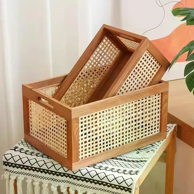 RattanWood – ตะกร้าเก็บของทำจากไม้และหวายสำหรับใช้ในบ้าน